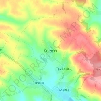 Carte topographique Kvitneve, altitude, relief