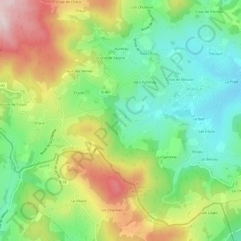 Carte topographique Le Potet, altitude, relief