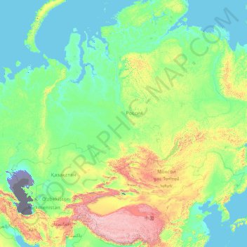 Carte topographique Asie, altitude, relief