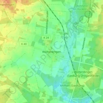 Carte topographique Wolterdingen, altitude, relief