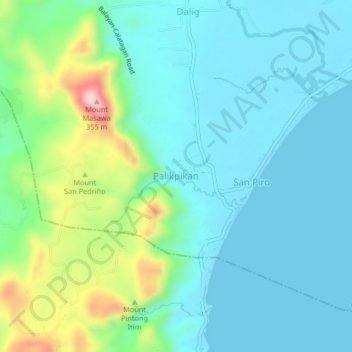 Carte topographique Palikpikan, altitude, relief