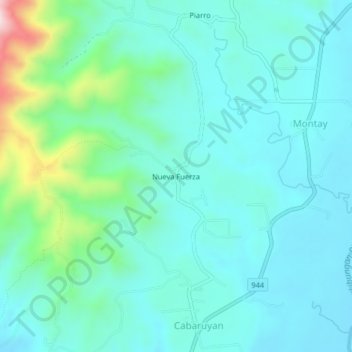 Carte topographique Nueva Fuerza, altitude, relief