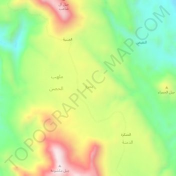 Carte topographique Bahrah, altitude, relief