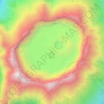Carte topographique Gunung Raung, altitude, relief