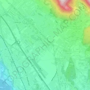 Carte topographique Hlebce, altitude, relief