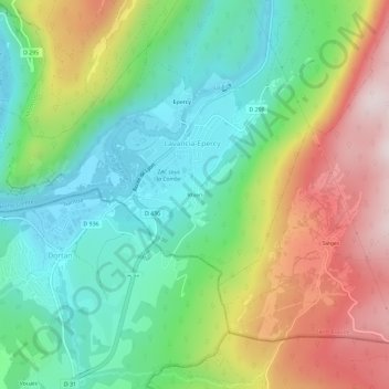 Carte topographique Rhien, altitude, relief