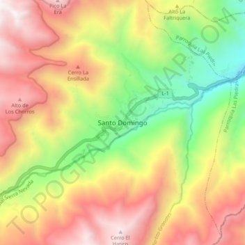Carte topographique Santo Domingo, altitude, relief