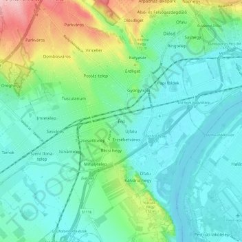 Carte topographique Érd, altitude, relief