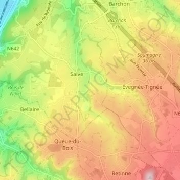 Carte topographique Sur Miermont, altitude, relief