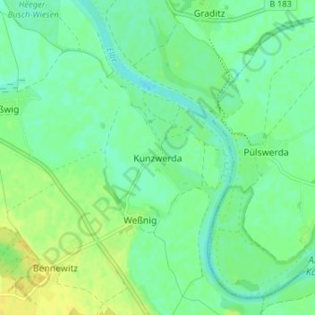 Carte topographique Kunzwerda, altitude, relief