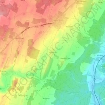 Carte topographique Adelsreute, altitude, relief