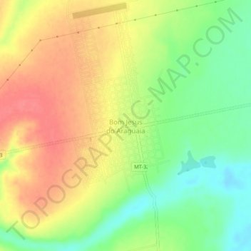 Carte topographique Bom Jesus do Araguaia, altitude, relief