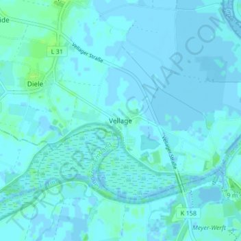 Carte topographique Vellage, altitude, relief