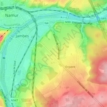 Carte topographique Froidebise, altitude, relief