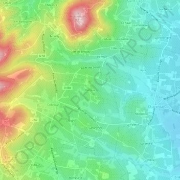 Carte topographique Pierreux, altitude, relief