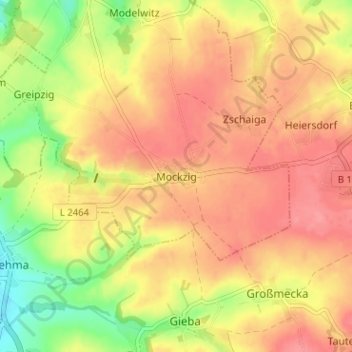Carte topographique Mockzig, altitude, relief