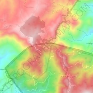 Carte topographique Sinto, altitude, relief