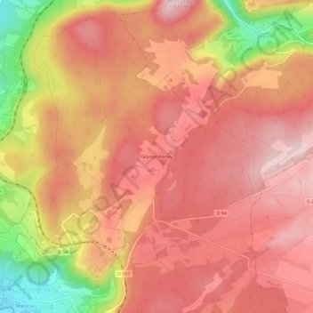Carte topographique Grange Perrey, altitude, relief