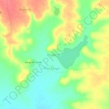 Carte topographique Pangari Kh, altitude, relief