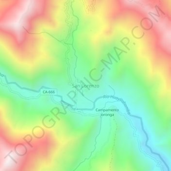 Carte topographique San Lorenzo, altitude, relief