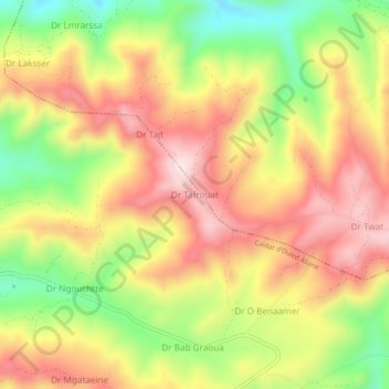 Carte topographique Dr Tafrouat, altitude, relief