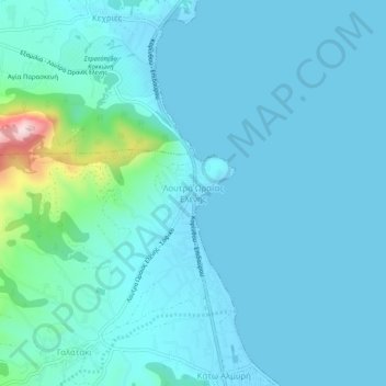 Carte topographique Loutra Oreas Elenis, altitude, relief
