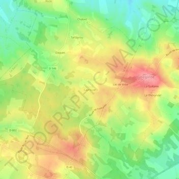 Carte topographique Cayrouse, altitude, relief