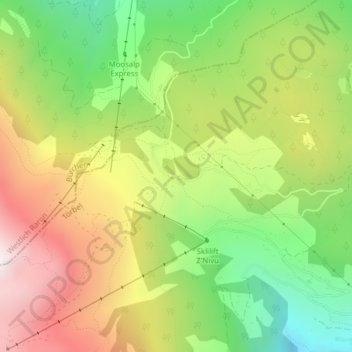 Carte topographique Moosalp, altitude, relief