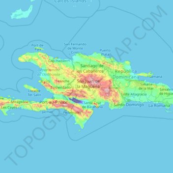 Carte topographique San Juan, altitude, relief