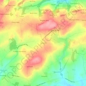 Carte topographique Kermaria, altitude, relief