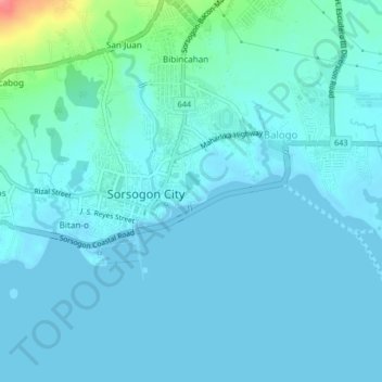 Carte topographique Sampaloc, altitude, relief