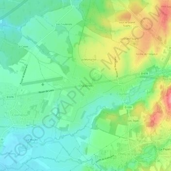 Carte topographique Chavannes, altitude, relief