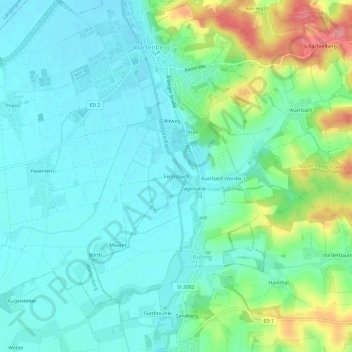 Carte topographique Fendsbach, altitude, relief