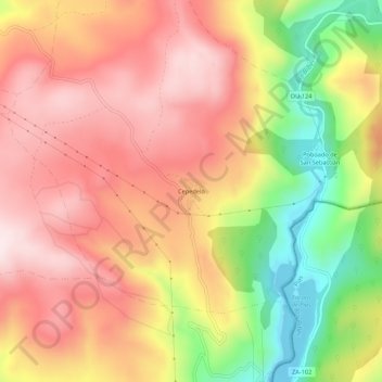 Carte topographique Cepedelo, altitude, relief