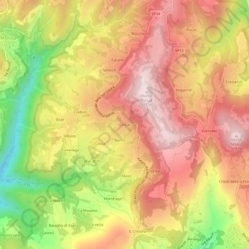 Carte topographique Cerna, altitude, relief