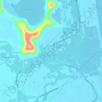 Carte topographique Picas Norte, altitude, relief