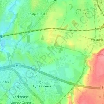 Carte topographique Henfield, altitude, relief