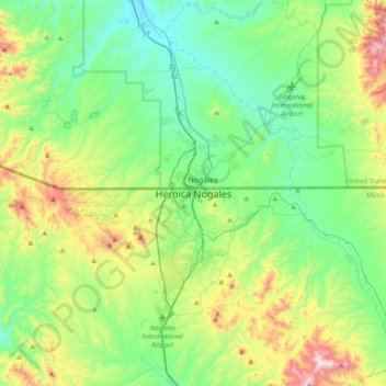 Carte topographique Heroica Nogales, altitude, relief