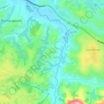 Carte topographique La'tsit, altitude, relief