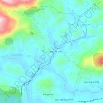 Carte topographique Thottumukkam, altitude, relief