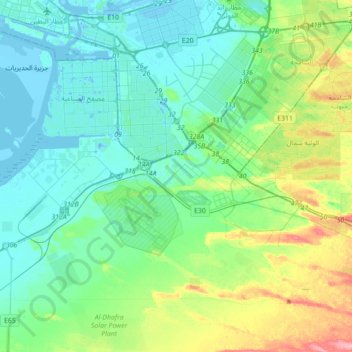 Carte topographique AL MAFRAQ, altitude, relief