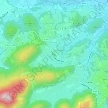 Carte topographique Teillo, altitude, relief