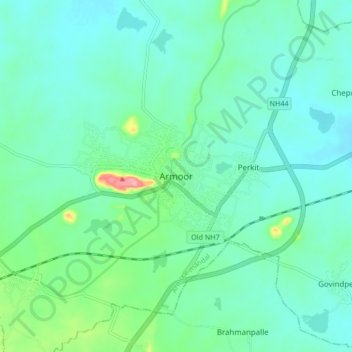 Carte topographique Armoor, altitude, relief