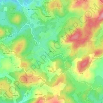 Carte topographique Bessat, altitude, relief