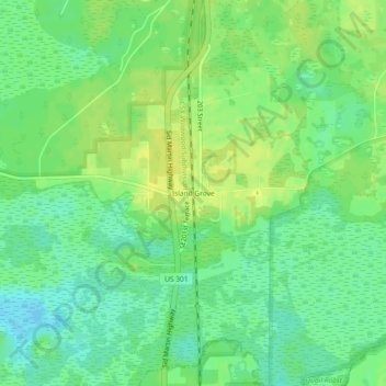 Carte topographique Island Grove, altitude, relief