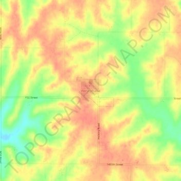 Carte topographique Westphalia, altitude, relief