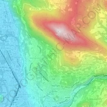 Carte topographique Maderno, altitude, relief