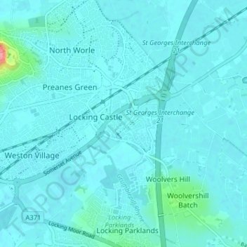 Carte topographique West Wick, altitude, relief