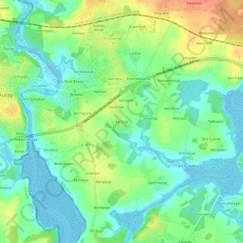 Carte topographique Kerizan, altitude, relief