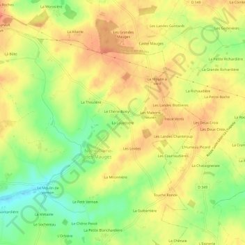 Carte topographique La Louettière, altitude, relief